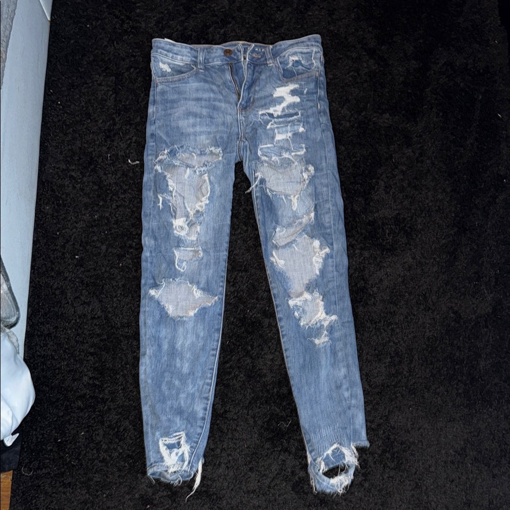 American Eagle Outfitters Distressed Blue Skinny Jeans